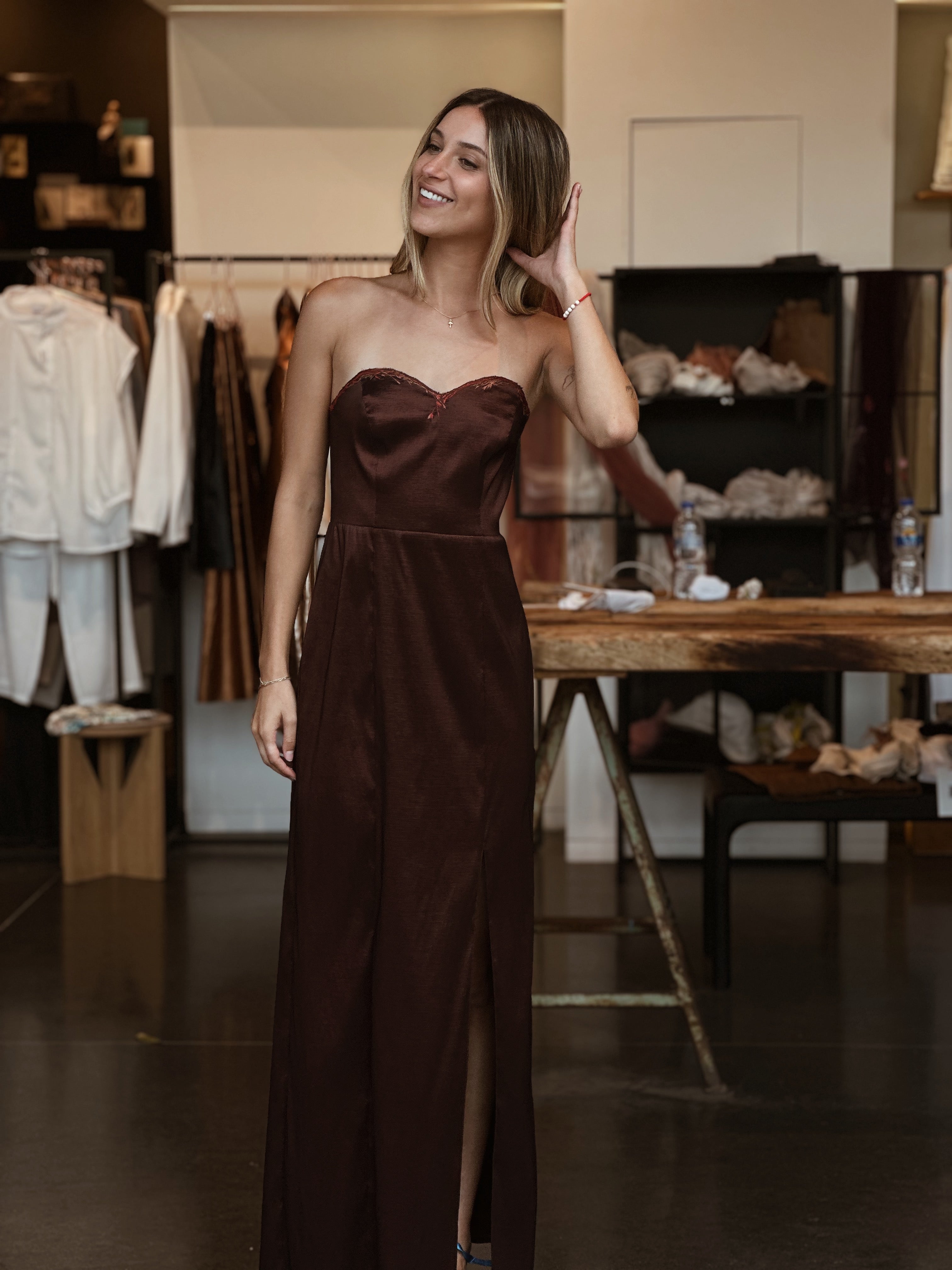 SHELBY EMB LONG DRESS