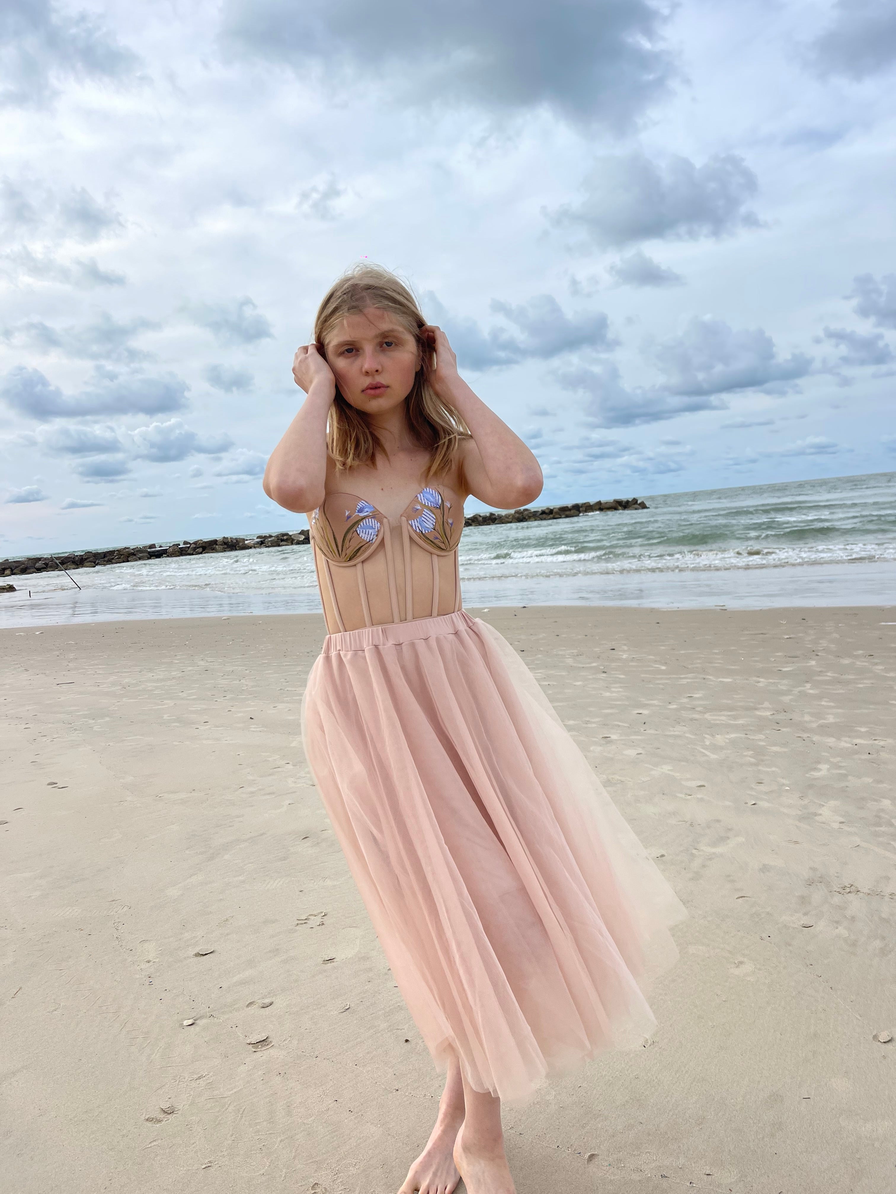 CORSET EMB TOP SHIRT